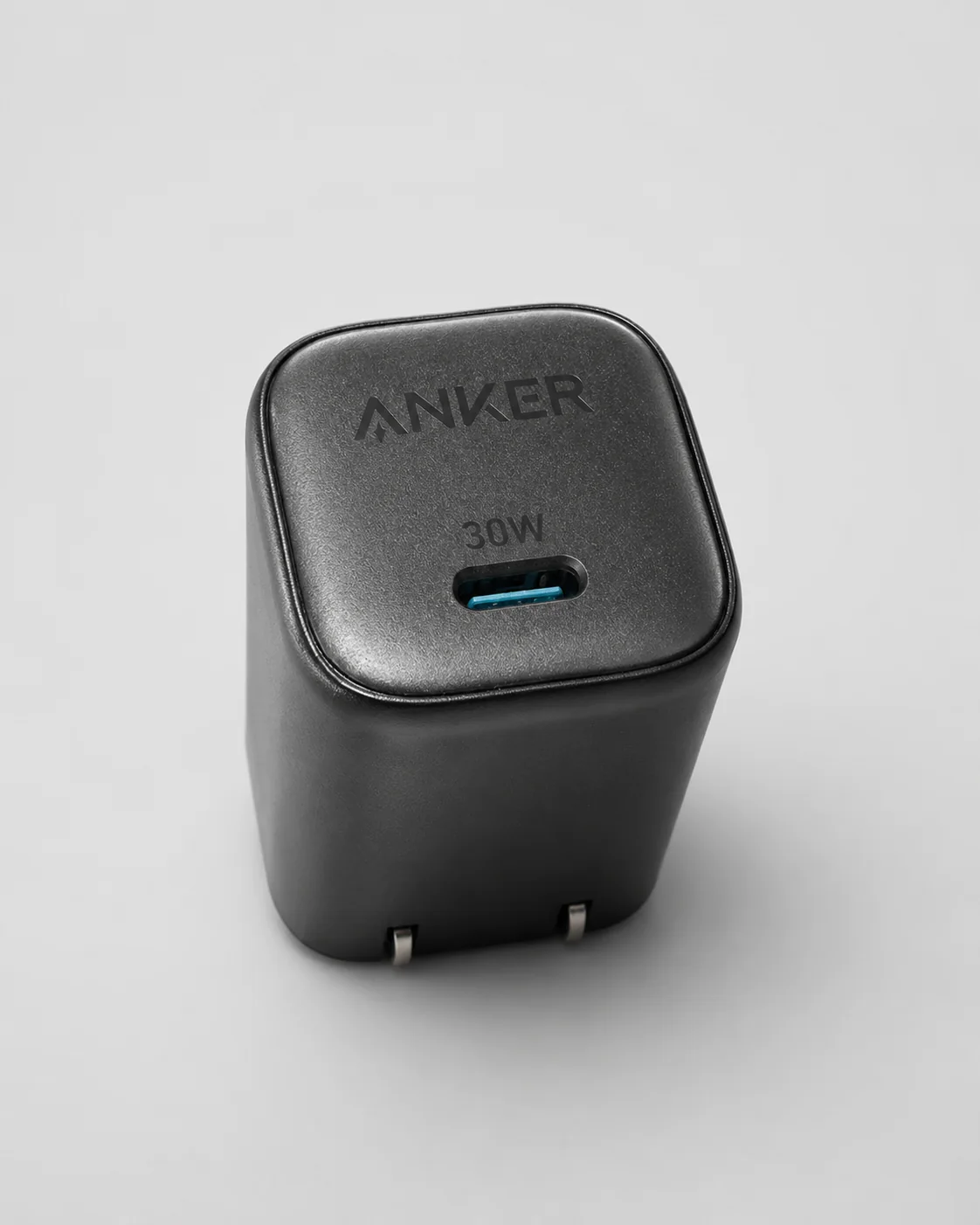 My Anker 30W USB-C charger front view with the single USB-C port