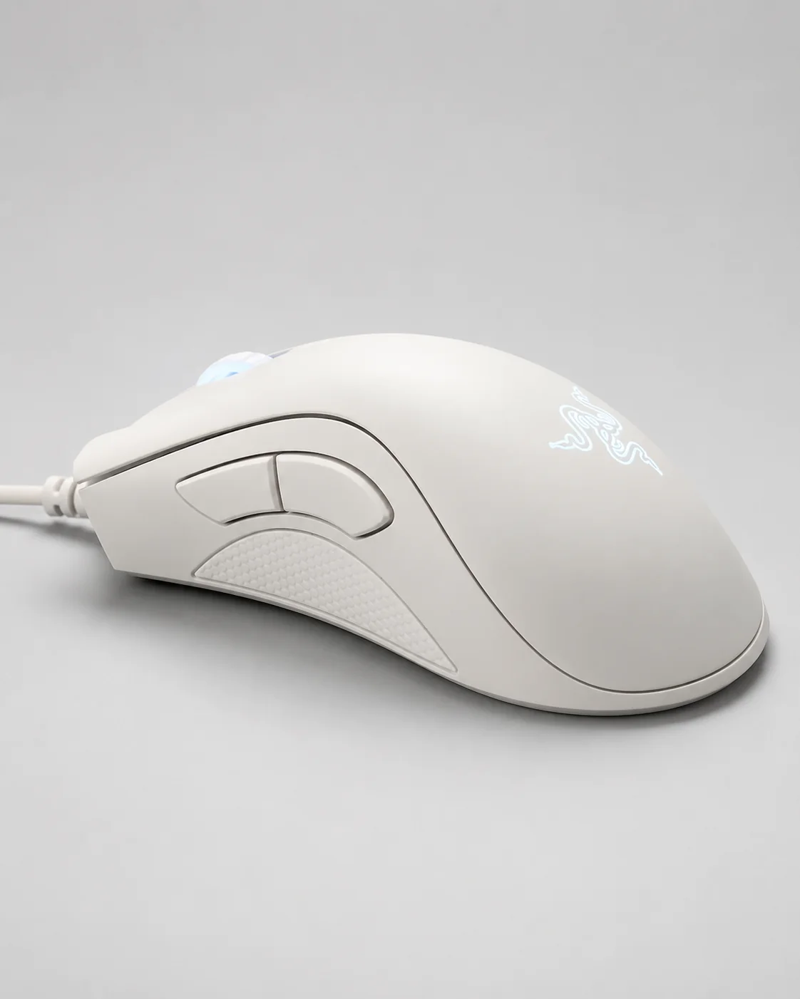 Side view of my Razer DeathAdder Essential showing the thumb buttons and textured side grip